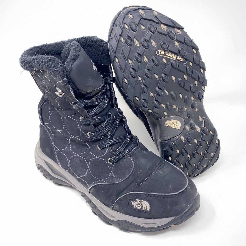 The North Face HeatSeeker Waterproof Boots Girl's Size 3 Black Fur 551044